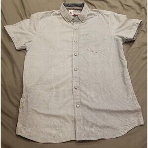 JAM SESSION Shirt Mens Medium Short Sleeve Button Down Blue Gray Diamond Pattern